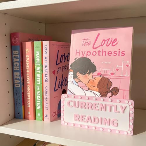 Gerrii Currently Reading Sign 3D Printed Book Display Sign to Be Read Book Decor for Readers Gift Library Home Bookshelf Decoration (Pink)