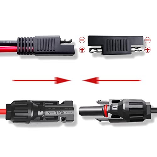 Goupchn Solar Panel Connectors to SAE Adapter Cable 10AWG Solar to SAE PV Extension Wire with 2PCS Polarity Reverse Adapters for RV, Caravan, Battery Charger Kit