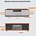 Vintage Style Home CD Player with Bluetooth, FM Radio, USB Port for MP3 Playback, Aux-in, Earphone Port, 30W Nostalgic Wood Home HiFi Stereo System