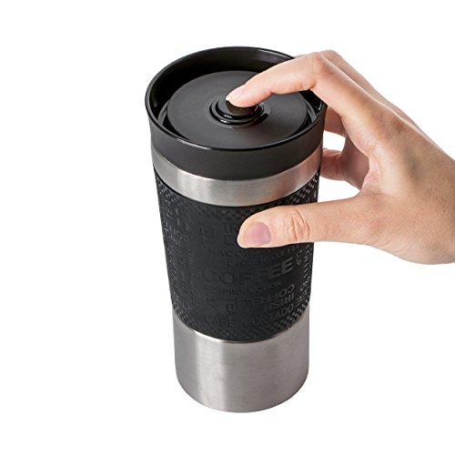 Schmalz Acero INOX. Recipiente Bebida Kingston Taza Térmica con Grabado Taza Aislante Grabado Grabado por Láser Doppelwandiger Acero INOX, Zona Hecho del Silicón 350ml - Negro, mit Gravur - imagen 5