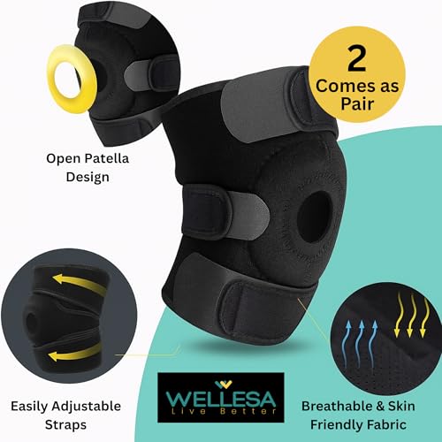 Image of Knee cap for pain relief (Pair) | Adjustable Knee Support Open Patella | Knee Support for Men and Women | Knee Cap | Knee Brace Guard Cap | Good support for Joint Pain | Neoprene | Free size