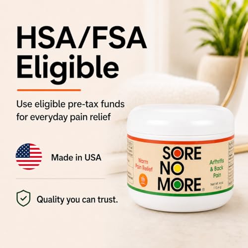 Image of Sore No More Arthritis Pain Reliever Cream - Targeted Warm Relief for Back, Neck, Hands & Feet - Soothing & Fast-Acting Formula for Aches and Pains - Non-Greasy with Orange Aroma - 4 oz