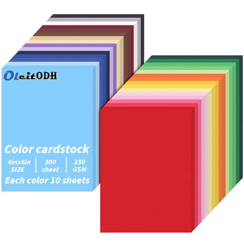 Image of 4 inch x 6 inch Cardstock, 300 Pack /30 Assorted Colors Colorful Thick Paper Cardstock Blank Colored Cards Stock for Invitations, Greeting Cards Making, Postcards, Photos, 250GSM Thick Paper Colorful