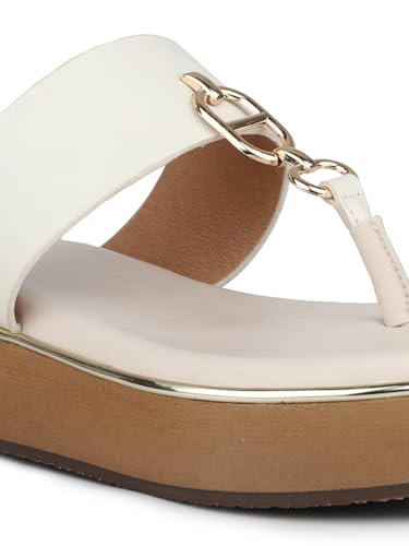 Image of Inc.5 Women Cream and Gold-Toned Open Toe Comfort Sandals with Buckles
