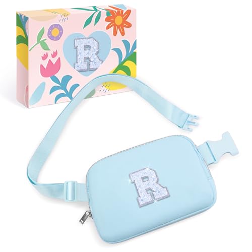 Image of COSHAYSOO Initial Letter Fanny Pack for Girls Personalized Christmas Birthday Gifts for 6 7 8 9 10 11 12 Year Old Teen Girl, Girly Fashion Crossbody Purse Belt Bag Preteen Tween Trendy Stuff Blue R