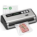 FRESKO Macchina Sottovuoto Alimenti Automatica, 140W, Fasce riscaldanti allargate, Taglierina e Vano Porta Sacchetti Integrati, Modalità Umido e Asciutto (Automax V6)