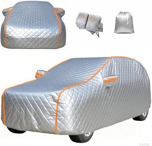 【新型雹対策 車カバー】車体カバー 適用 新型レクサス LBX 2024, カーカバー、防雹、厚手、全天候型、防霜、防雪、防水、防塵、防風、UVカット、通気性、厚みのある大 ハーフカー、耐強風 運転席側ジッパー 夜間安全警告、四季対応 折り畳み式 収納袋付