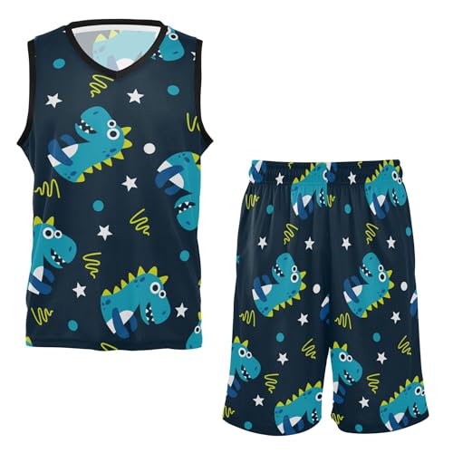 Little Dinosaurs Stars Boys Conjunto de uniforme de basquete sem mangas para treinamento 5T PP, Pequ