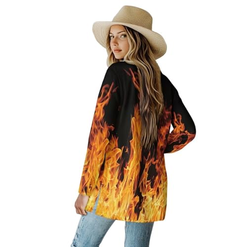 Image of Women's Open Front Cardigan Long Sleeve Loose Sweater Lightweight Soft Cardigan Jackets