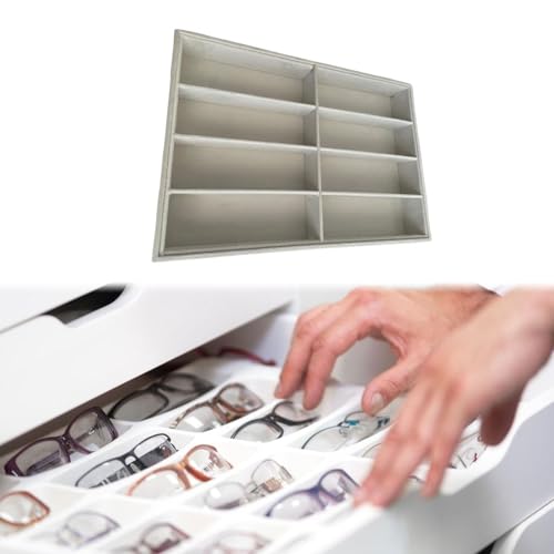 Plateau de rangement lunettes velours avec compartiments de protection beige - 5