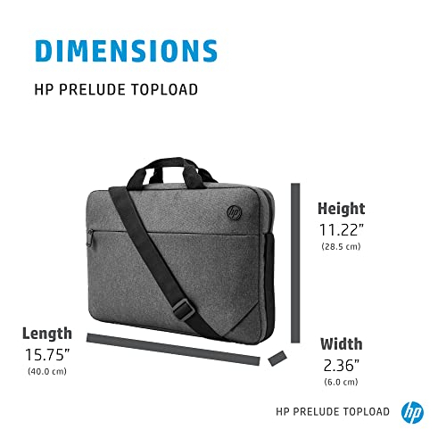 Image of HP Prelude Topload Briefcase for 15.6 Inch Laptops with Double Handles Hands-Free Crossbody Strap (1E7D7AA), Grey