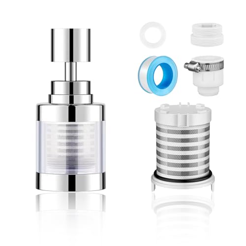 Set Di 2 Filtri Per Rubinetto 360° Rotanti – Con 10 Cartucce In Cotone PP, Riduce Calcare E Impurità, Per Cucina E Bagno