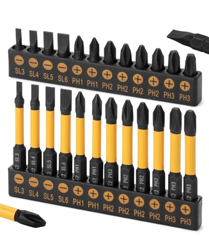 Image of Bates Magnetic Screwdriver Bit Set - 24 Pcs Slotted Phillips Drill Bits, Hex Bits, 1/4 Hex Long Bits
