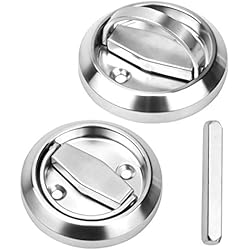 Persianas Para Armarios Empotrados 2 Manijas de Puerta Empotradas Manijas Redondas al Ras Tirador de Acero Inoxidable Empuñadura de Puerta para Muebles para Cajones Armarios con Barra de Eje de Cuadrada, Plateado