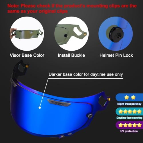 Image of PSLER Shatterproof Helmet Visor for Regent X Corsair-X Quantum-X,Deep Blue | Impact-Resistant ,UV400 Protection, Motorcycle Tinted Face Shield Replacement for Regent X Corsair-X Quantum-X Signet-X