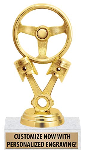 Crown Awards Auto Parts Trophies, 6" Gold Auto Parts Trophy Award, Personalized with Your Own Engraving