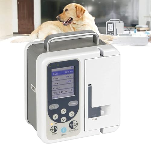 oiakus Pompe À Perfusion Vétérinaire Portable, Pompe À Perfusion À Écran Couleur, avec Affichage Multifonction, Détection De Bulles De Haute Précision, Protection Intelligente Contre Les Alarmes