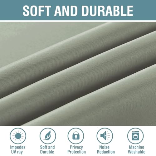 Image of H.VERSAILTEX Sage Green Curtains /Drapes Blackout for Bedroom Room Darkening Thermal Curtains for Living Room Noise Reducing Sound Proof Solid Grommet Curtain (One Panel, Light Sage, 52 inch W x 90 inch L)