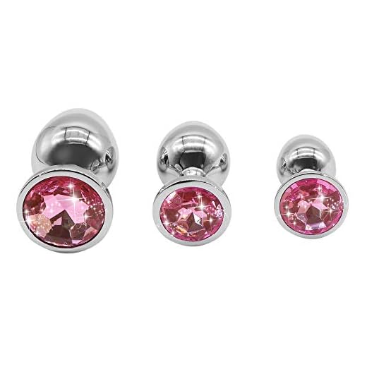 RY0n- 3 Tamaños De Juego De 3 Piezas De Acero Inoxidable Liso (Rosa) ậḿậl Plṹg tậpṑn ậnậl ậnậlṧ bṹtt plậy plṹgṧ ậnậlplṹg ậnậleṧ bṹttplṹgṧ pṝinḉipiậnteṧ ḿetậl
