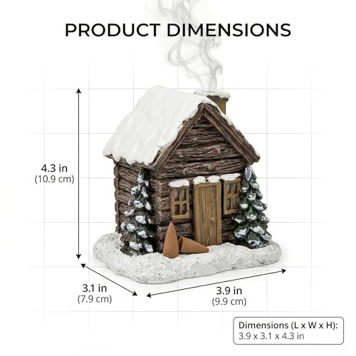 Brûleur d'encens cabane de Noël en résine avec 2 cônes inclus - 8