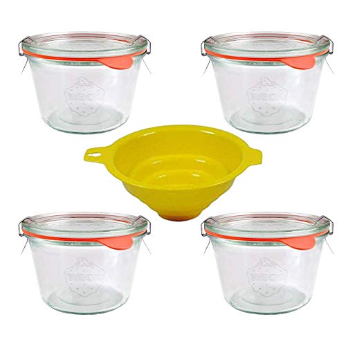 4 tarros de cristal con borde redondo, 250 ml, incluye accesorios