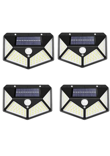 Image of Btag Solar Motion Sensor Sun-Powered 114 LED Wall Light | 1W Wireless Waterproof LED Outdoor Lamp with 120 Degrees Angle Lighting | Wall-Mounted Security Light for Garden,Pathway, Yard. Pack of 4 (XL)