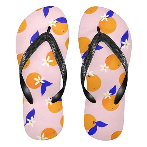 Burbuja Orange on Pink Flip Flops for Women Men, Soft Thong Sandals Rubber Slippers for Pool Beach Essentials