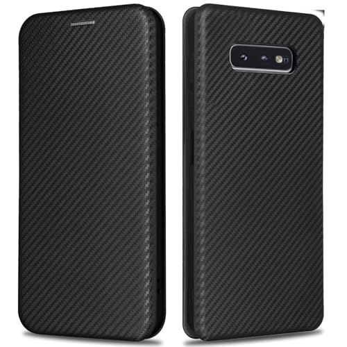 KOGENG Handyhülle für Samsung Galaxy S10e Hülle mit Wallet Kartenfach RFID-Blockierung Carbon Fiber Textur Magnetisch Klapphülle Schutzhülle für Samsung S10e Case Cover (Schwarz)