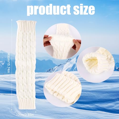 Image of lasuroa Knitted Leg Warmers, Kawaii Thick Knitting Yarn Winter Ankle Heap Long Socks Warm Crochet Twist Boot Topper