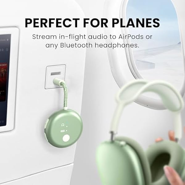 Avantree SoundJet R1 - 25-часовой беспроводной Bluetooth-адаптер для всех AirPods (Pro/Max) с Qualcomm & aptX Adaptive, беспроводной аудиопередатчик для полетов, работает с Bluetooth-наушниками