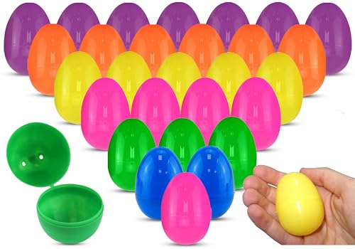 HOVUK Mehrfarbige Ostereier zum Befüllen 6 cm – bunte befüllbare Überraschungs-Ostereier zum Verschenken, Snap-Open Kunststoff-Eier Korbfüller, Ostereier für Kinder, Osterbasteln, 24 Stück