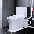 750watt Macerating Toilet with Pump, Two-Piece Upflush Toilet For Basement, Powerful & Quiet Macerating System With 3 Water Inlet & Ac Vent, 36ft Vertically, Skirted Bowl
