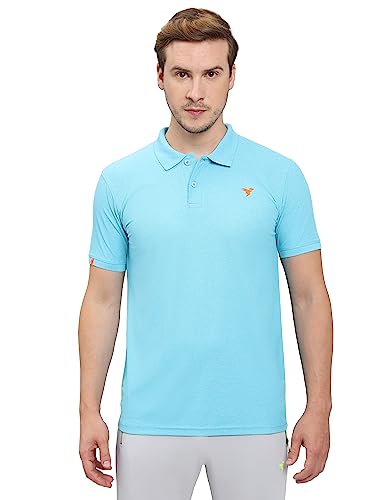 Image of TECHNOSPORT Men's Polyester Slim Fit Self-Design Short Sleeve Polo Matpiq T-Shirt with Anti Microbial, Techno Dry for Regular and Casual Use