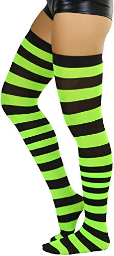 Image of ToBeInStyle Women's Vibrant Horizontal Wide Striped Thigh High Stockings