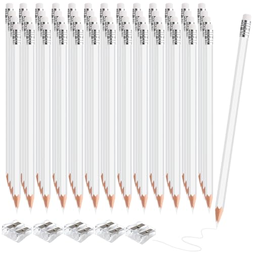 sqzrmdcg 60 PCS White Colored Pencils with Eraser Pre Sharpened Pencil 2 HB - Ideal for Checking, Grading, Tests & Office/School Supplies (White)