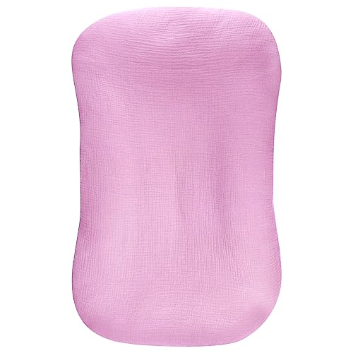 Image of Hooyax Muslin Baby Lounger Cover Soft Organic Cotton Slipcover Fits Newborn Lounger for Baby Boys and Girls (Lavender)