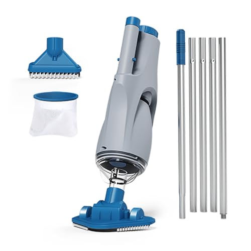 KOKIDO Cordless Handheld Pool Vacuum for Above Ground Pool, with 6ft Pole and 2 Vac Brush Heads...