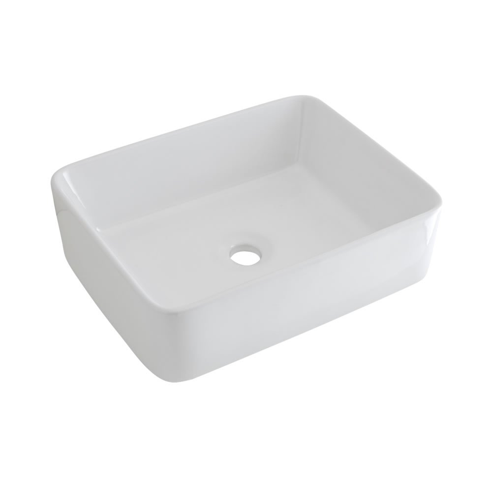 Milano White Rivington Ceramic Countertop Bathroom Basin Sink - 480Mm X 370Mm