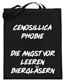 Générique Cenosillica Phobie La peur des verres à bière vide - Design simple et amusant - Sac en jute (avec anse longue) - Noir - Noir, 38cm-42cm