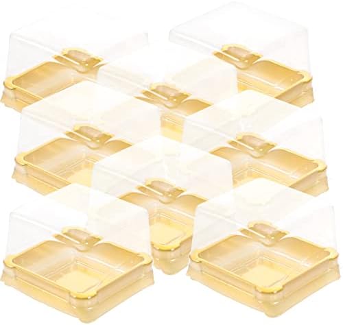 DOITOOL 50pcs Clear Plastic Mooncake Boxes with Transparent Lids Mini Cupcake Boxes Cookie Muffin Dome Boxes Single Cupcake Holders for Wedding Birthday Party Gold