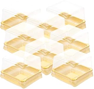 DOITOOL 50pcs Clear Plastic Mooncake Boxes with Transparent Lids Mini Cupcake Boxes Cookie Muffin Dome Boxes Single Cupcake Holders for Wedding Birthday Party Gold