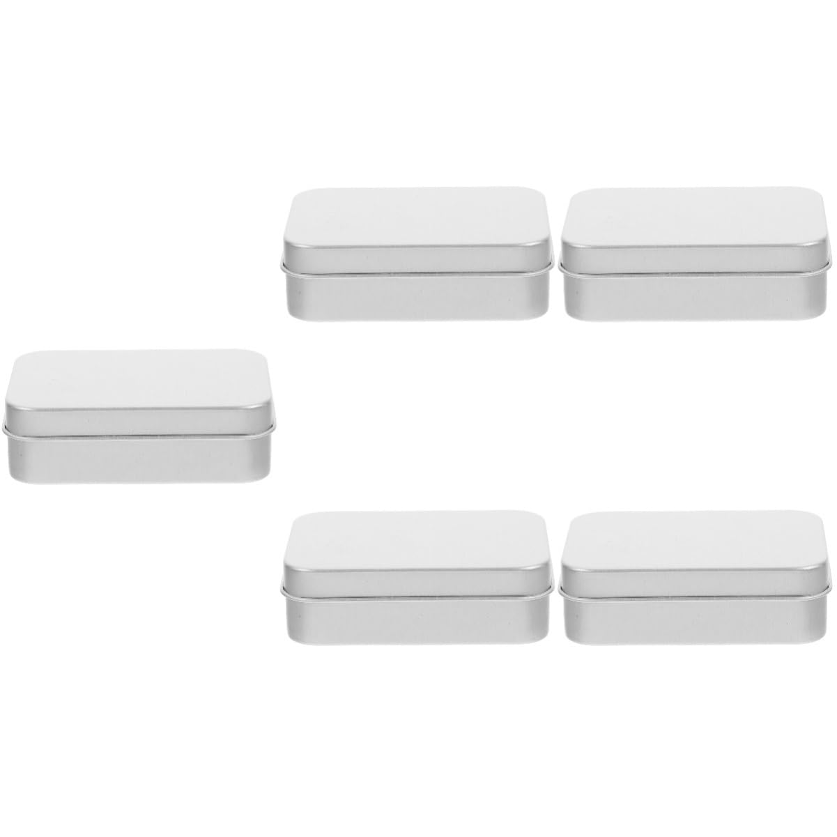 Beatifufu 5pcs Small Tins for Storage Aluminum Soap Boxes Lidded Cans Metal Rectangular Cans Refillable Aluminum Soap Holder
