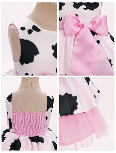 Baby Girl Strawberry Cow Butterfly Floral Tulle Dress Toddler Smocked Back Birthday Outfits Flower Girl Wedding Dress3