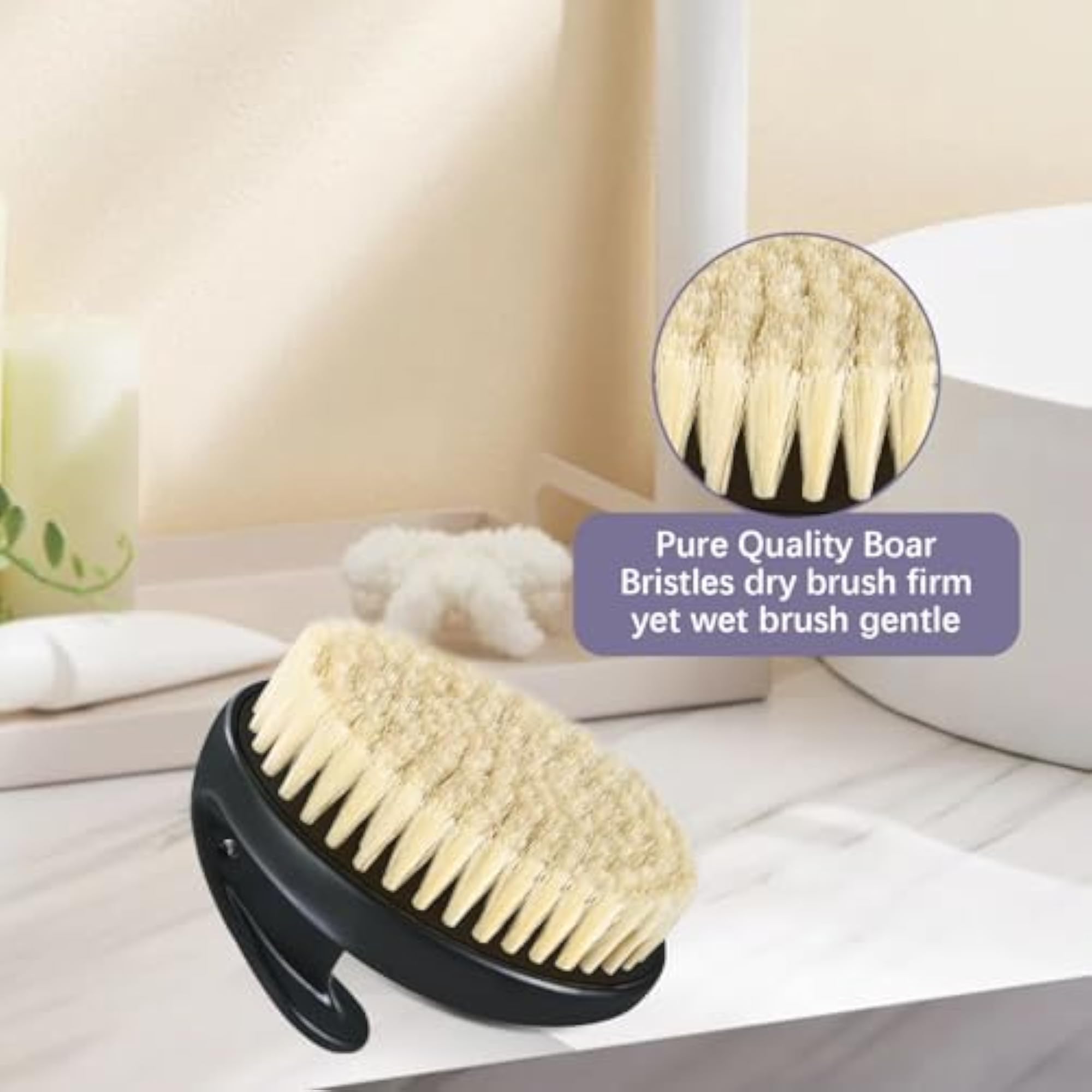Dry Body Brush, Natural Bristles for Exfoliation