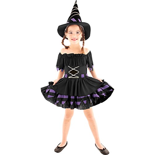 Fantasia Bruxa Magica Infantil Sulamericana Fantasias Preto/Roxo P 3/4 Anos