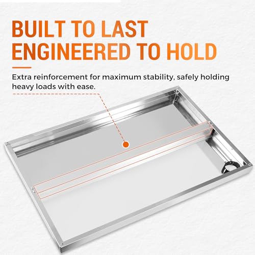 HOCCOT Stainless Steel Microwave Shelf Wall Mount, Commercial 430 Steel Metal Rack, Heavy Duty 150 lbs Floating Shelving, Cord Management Hole for Kitchen, Laundry, Garage 24"x18" by HOCCOT - Used condition - Image 4