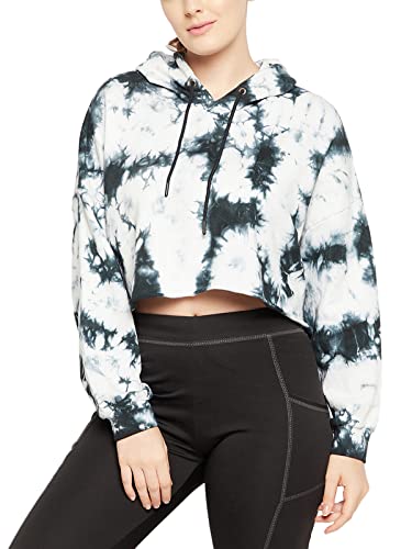 Image of Clovia Women's Cotton Comfort Fit Tie-Dye Print Cropped Hoodie