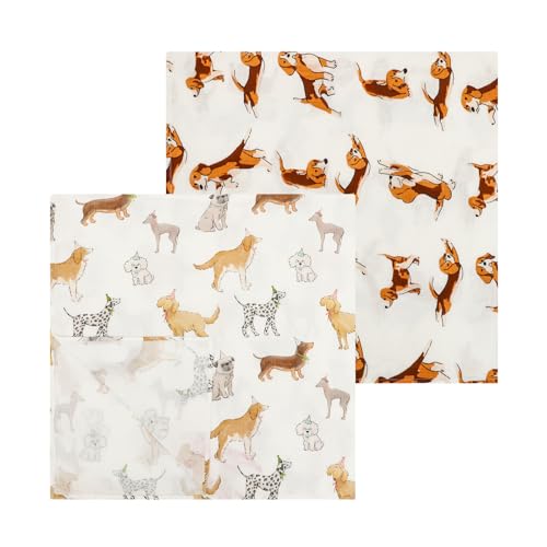 Image of insular Muslin Swaddle Blankets for Boys Girls, 2 Pack Receiving Baby Blanket Large 47 x 47 inches, Soft Breathable Swaddling Wrap for Unisex Newborn, Party Dogs&Labrador