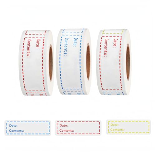 Comparison: Best Labels For Freezer Containers 4 Freezer Labels 375pcs - 3"x1" Self-Adhesive Removable Food Labels | Write-On Waterproof & Oil-Proof Tape for Containers, Meal Prep & Pantry Organization (3 Rolls, 3 Colors)