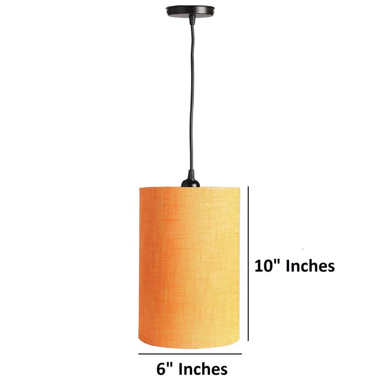 Image of Orange Texture Color, Classic Pendant Cylinder Lamp Shade, Decorative Light Lamp, Hanging Spotlight with Fixture, 40Watts, Black Canopy -: Pack of 1 (6 * 10 Inches)